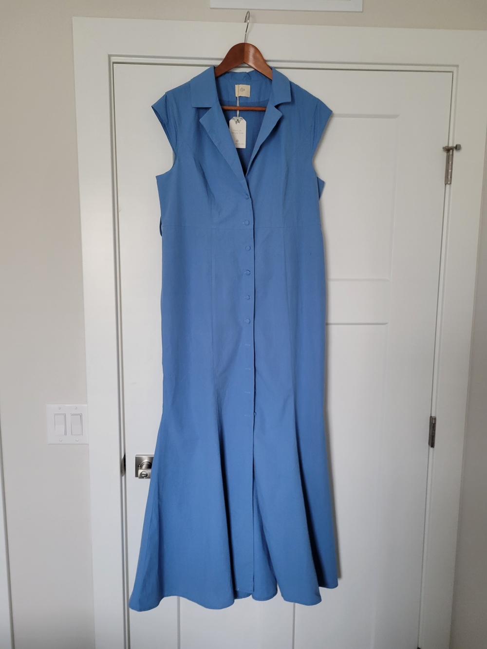 Sleeveless Collared Maxi Dress in Cornflower Blue